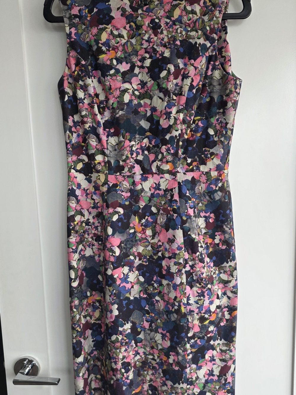 ERDEM Sleeveless Floral Midi Dress in Pink, Navy and Green
